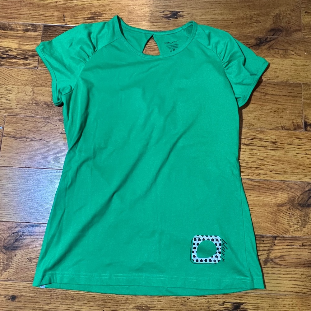 Blurr Short Sleeve Keyhole Organic cotton Shirt - Green - Size L